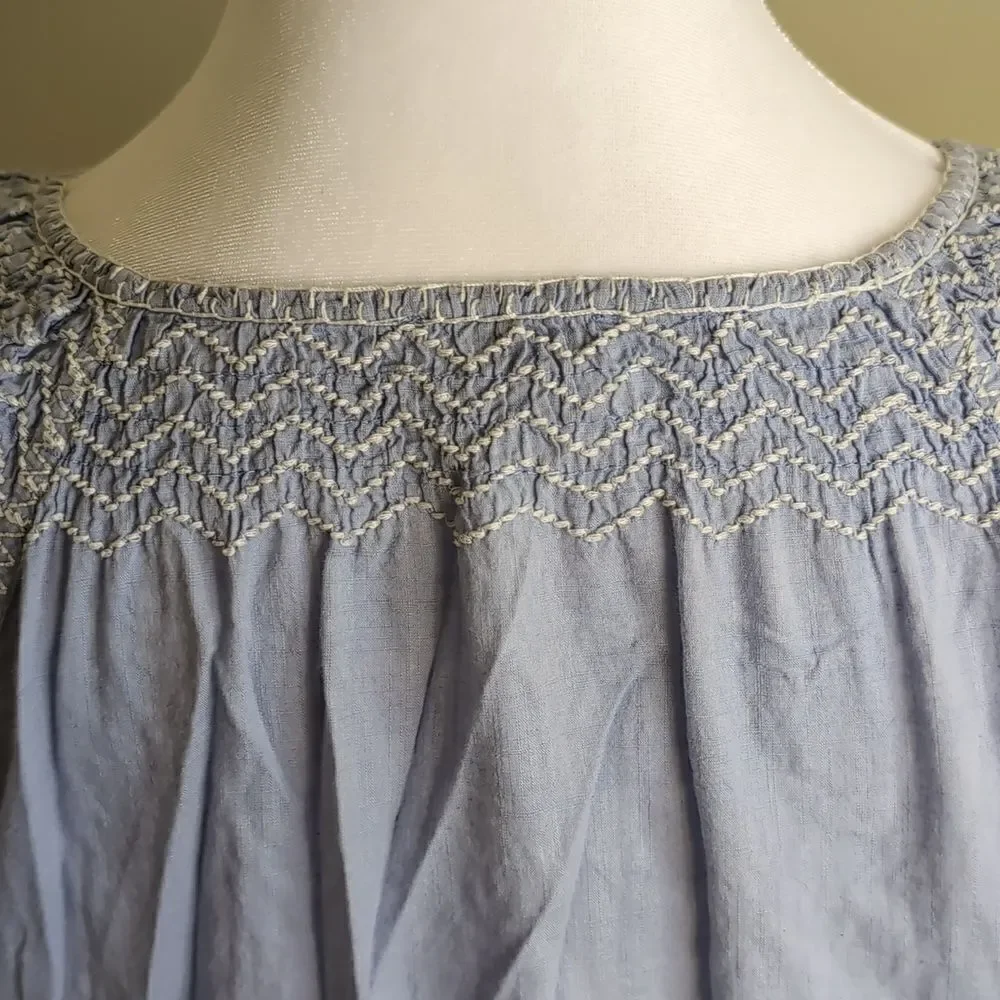 J.Crew Factory Small Blue Embroidered Blouse - Picture 6 of 8